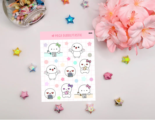 Cute Stationary Bubble Character Sticker Sheet