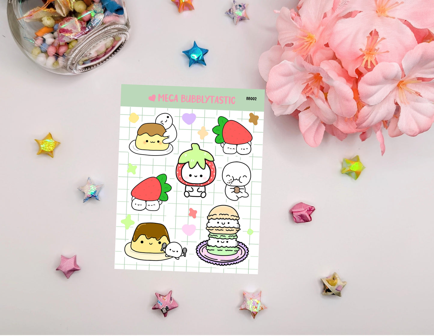 Cute Sweet Bubble Dessert Character Sticker Sheet