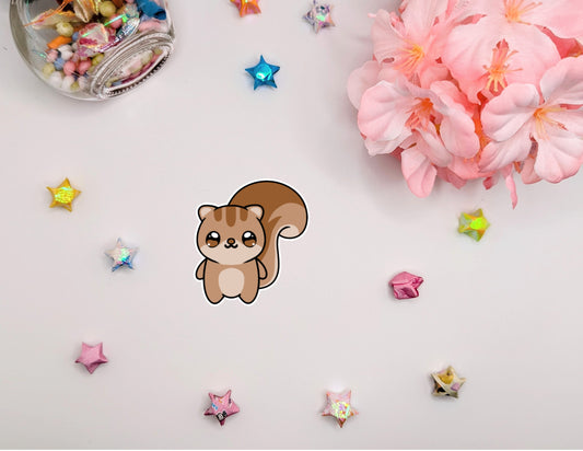 Cute Kawaii Animal Squirrel Waterproof Glossy Vinyl Die Cut Sticker