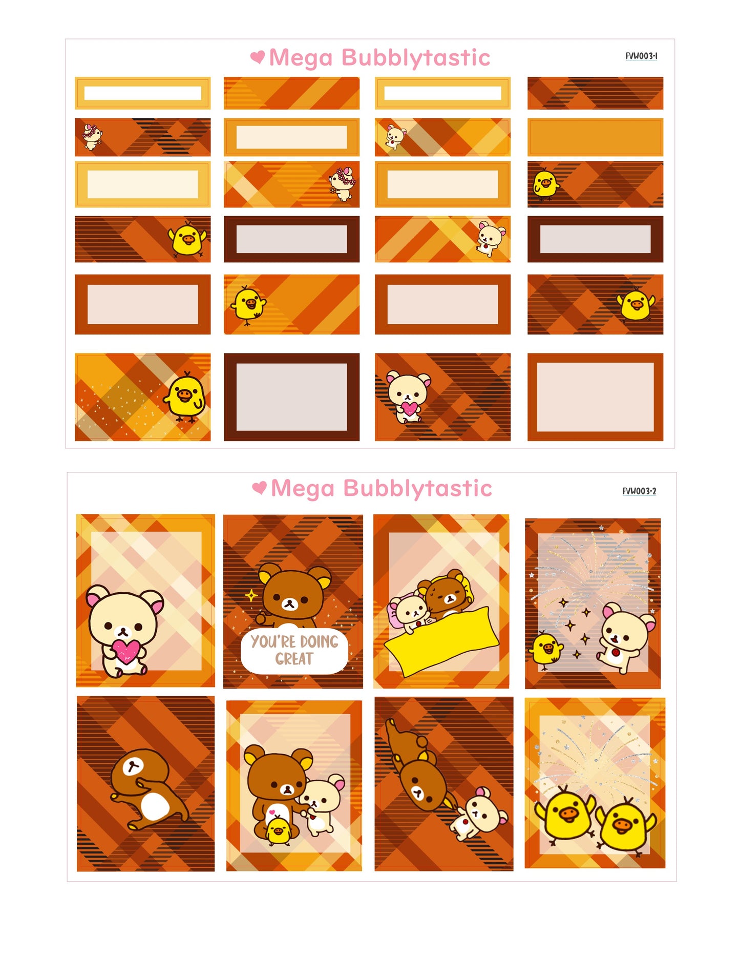 Autumn Bear Theme Vertical Planner Sticker Kit