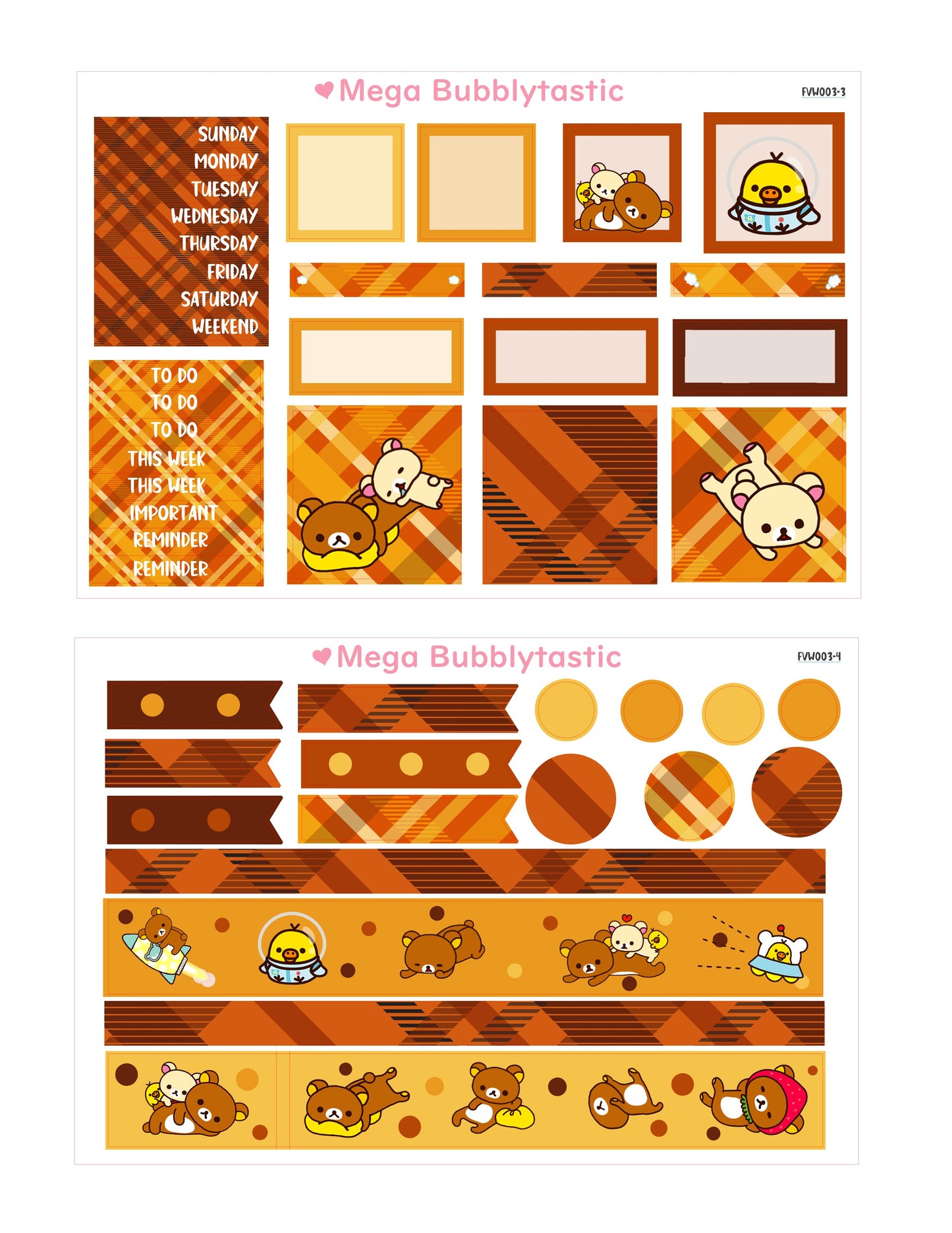 Autumn Bear Theme Vertical Planner Sticker Kit