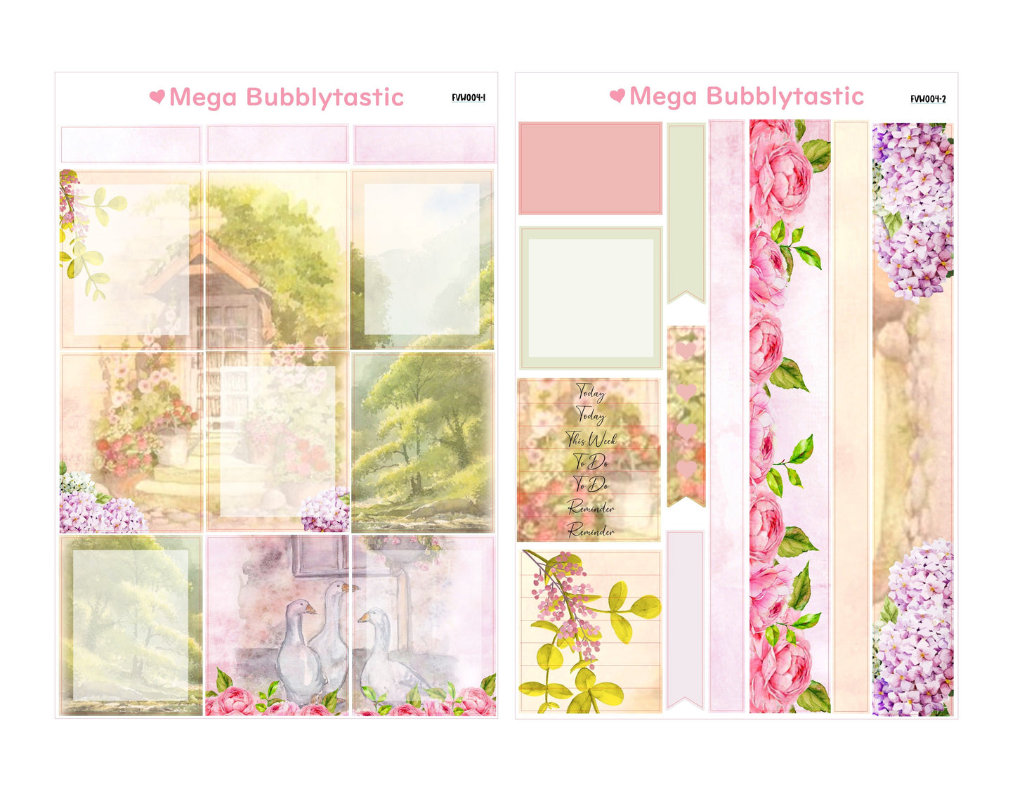 Floral House Vertical Planner Sticker Kit