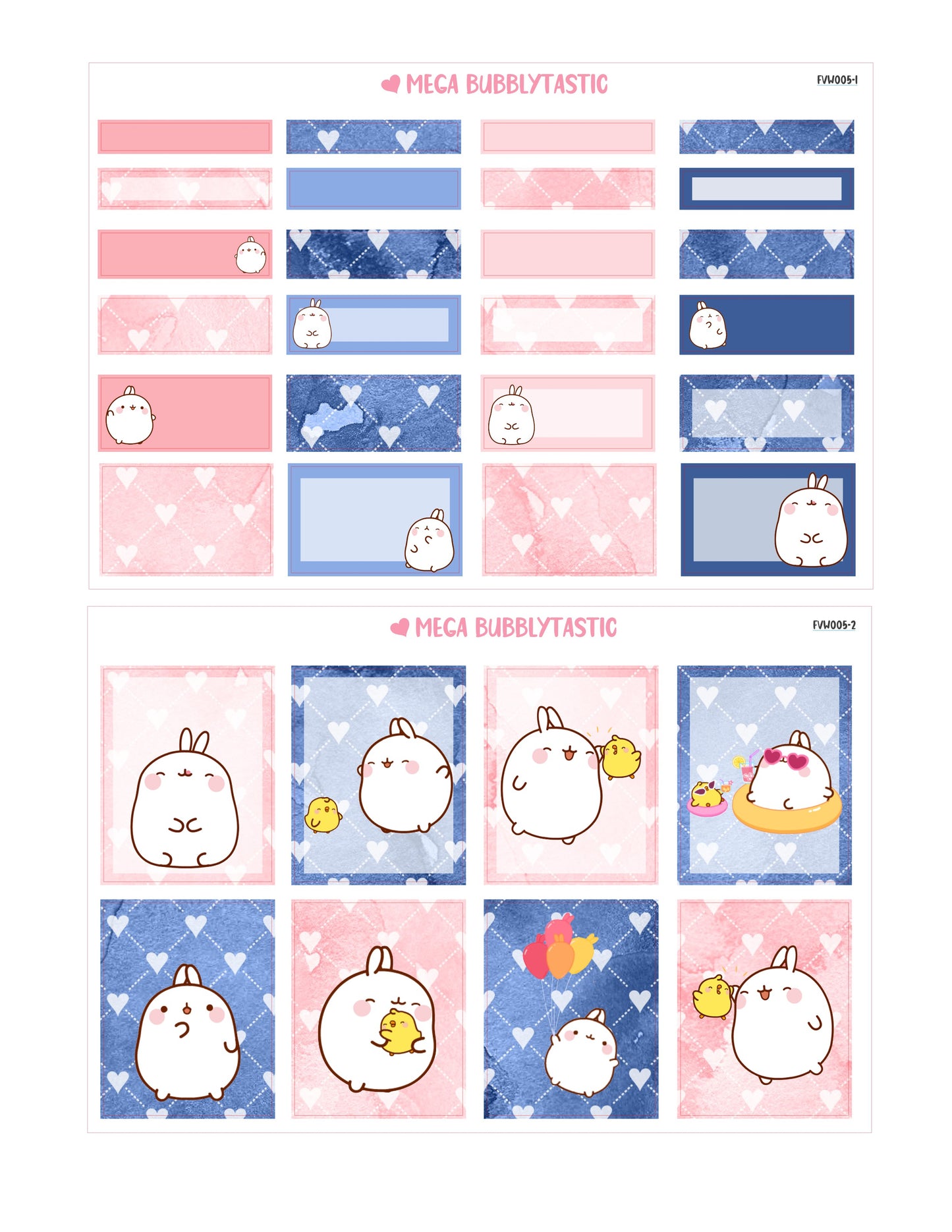 Kawaii Cute Bunny Vertical Planner Sticker Kit