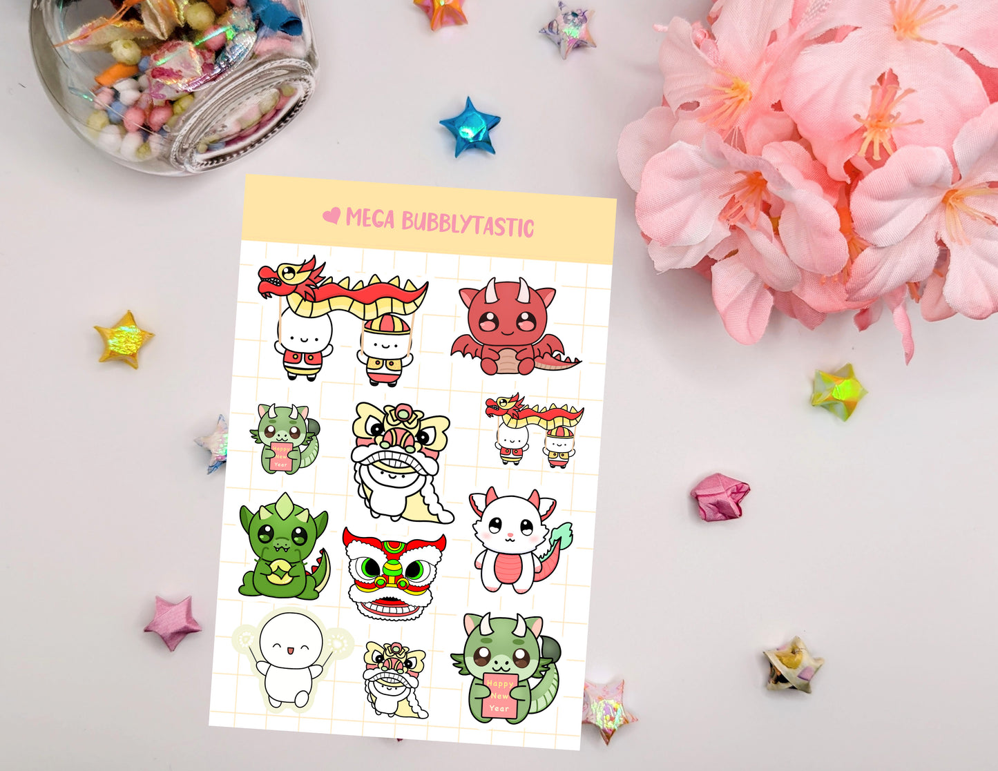 Cute Lunar New Year 2024 Year Of The Dragon Sticker Sheet