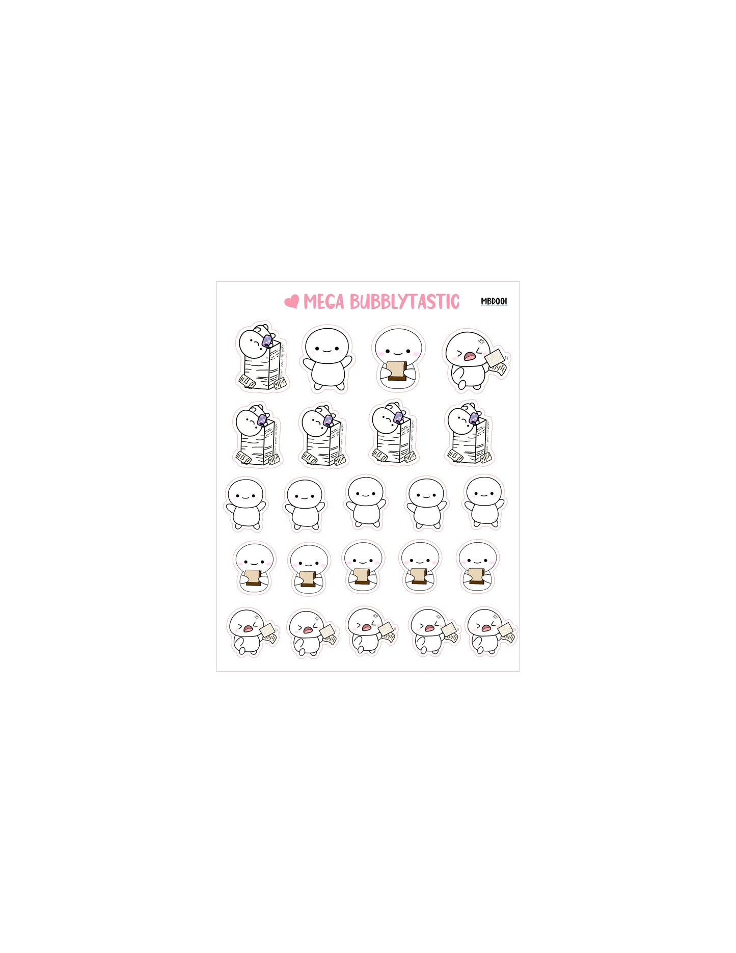 Bubda Do Not Want To Work Emoji Kiss Cut Sticker Sheet