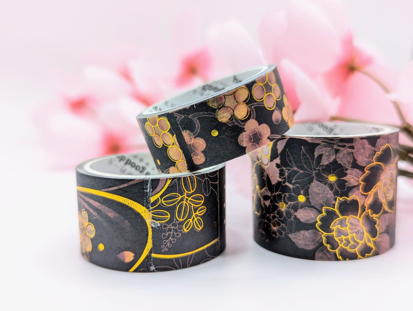 Foiled Cherry Blossom Flower With Branches Washi Tape