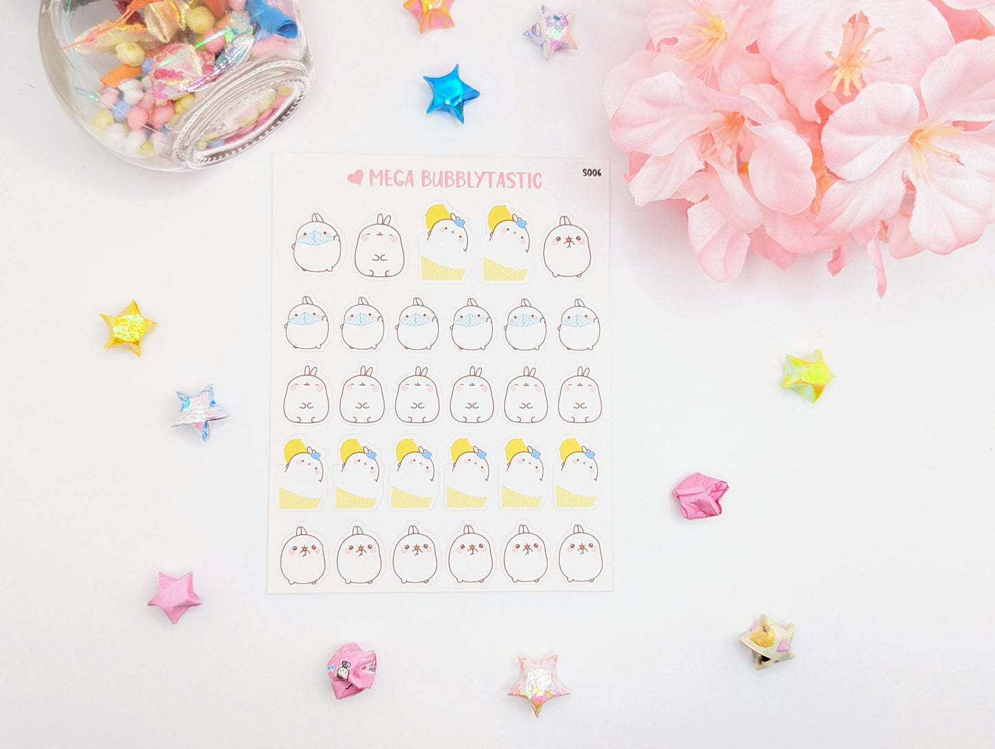 Cute Bunny Kiss Cut Sticker Sheet