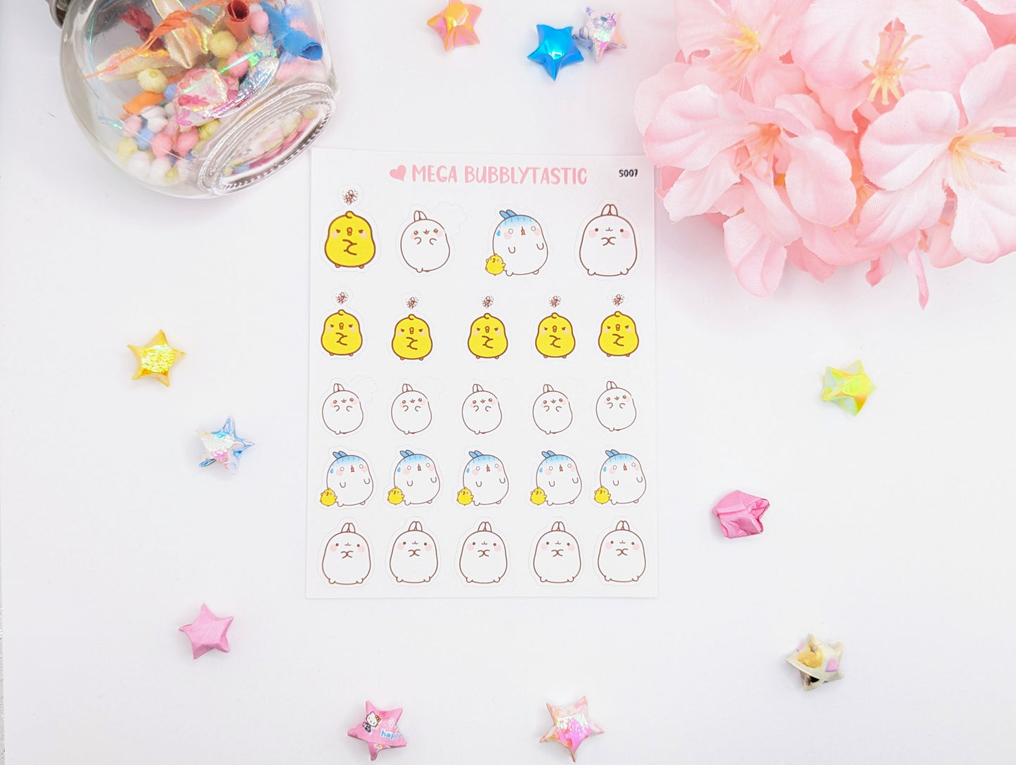 Cute Bunny And Chicken Kiss Cut Sticker Sheet