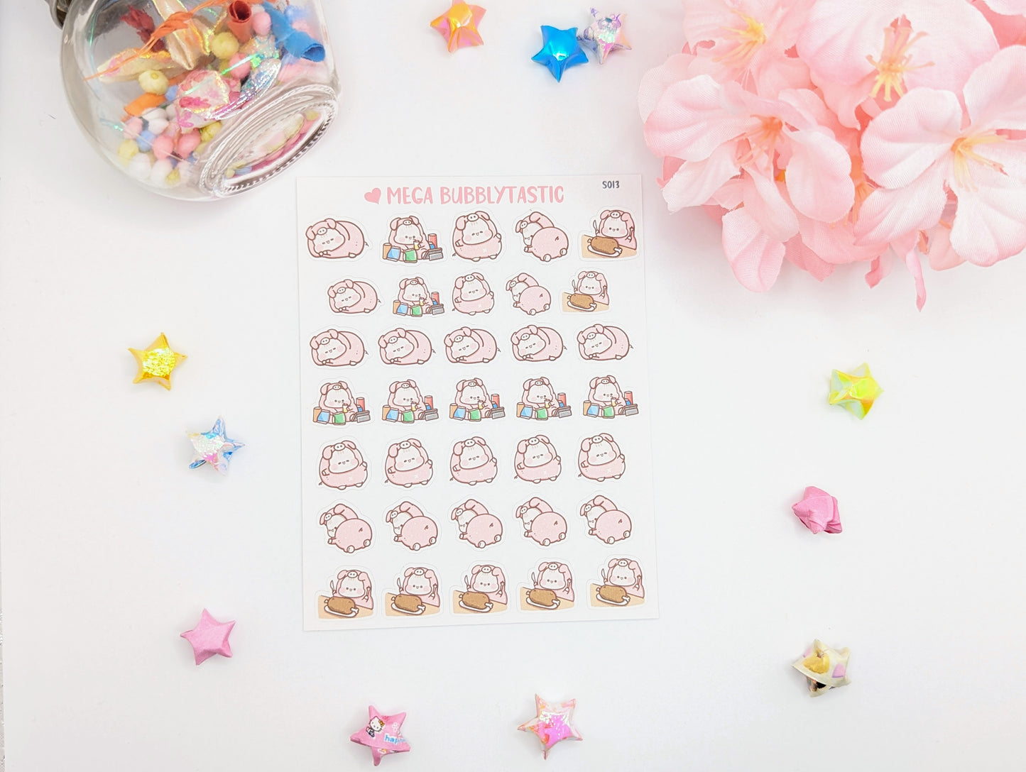 Cute Pig Onesie Kiss Cut Sticker Sheet Ver 1