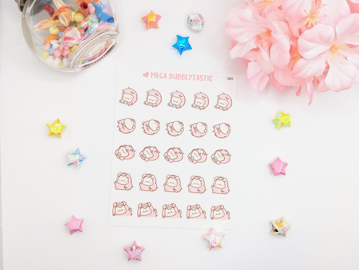 Cute Pig Onesie Kiss Cut Sticker Sheet Ver 2