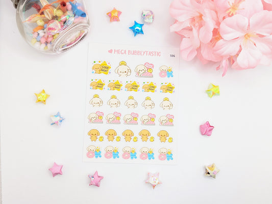 Cute Fluffy Dog Kiss Cut Sticker Sheet Ver 1