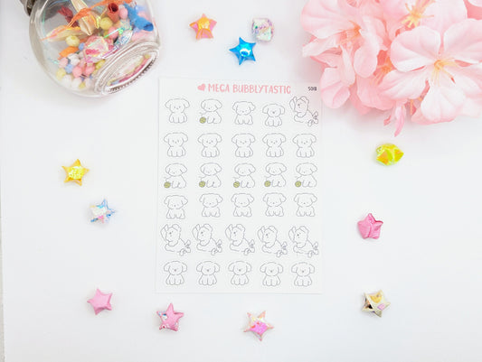 White Cute Dog Kiss Cut Sticker Sheet Ver 2