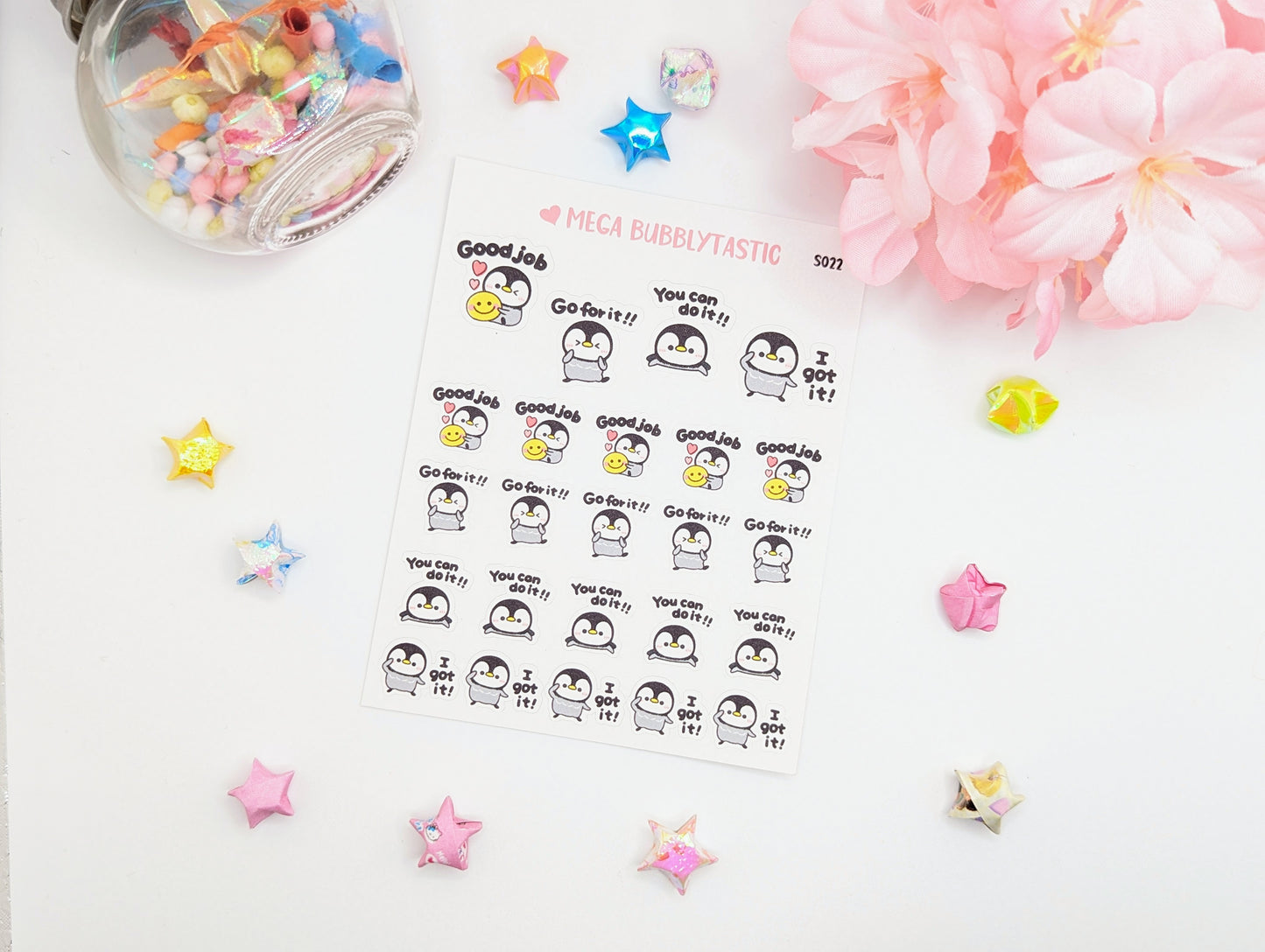 Cute Penguin Kiss Cut Sticker Sheet