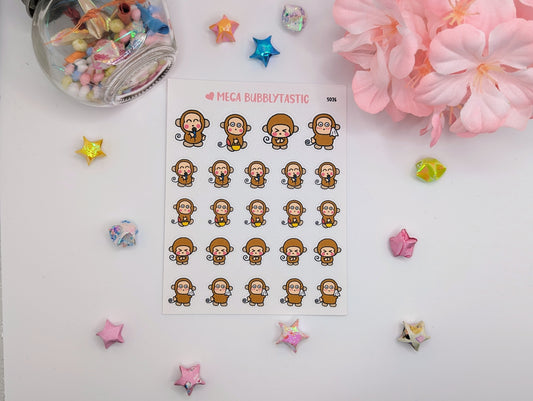 Cute Monkey Kiss Cut Sticker Sheet Ver 1