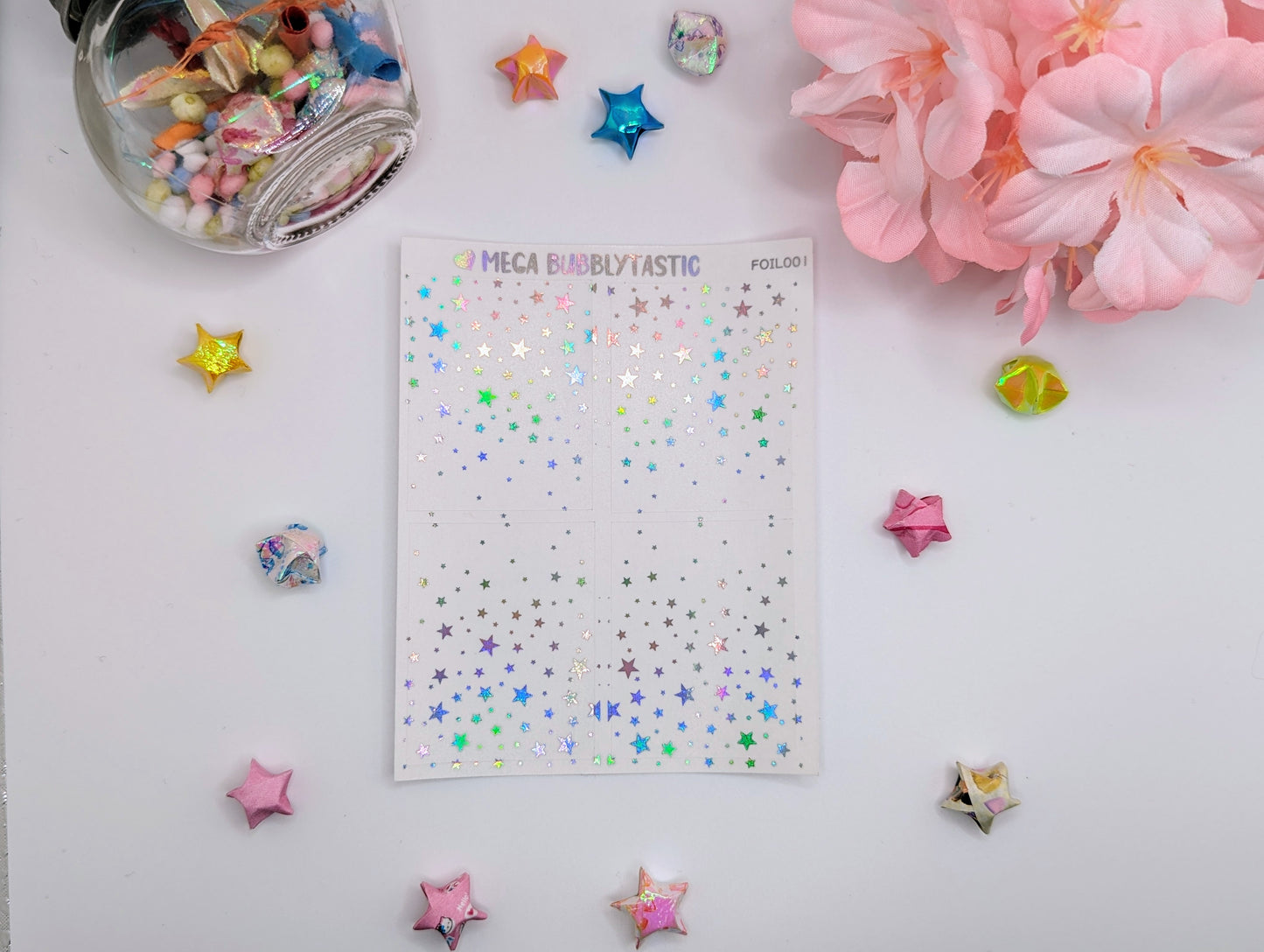 Full Deco Box Holographic Silver Foil Sticker Sheet