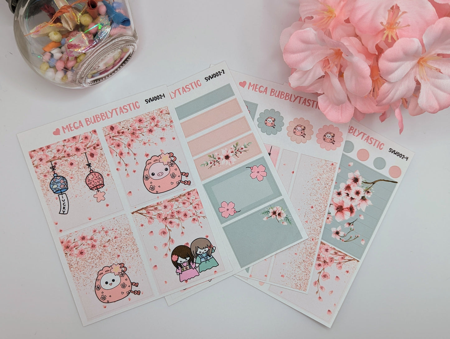 Kawaii Sakura Bubbly Mini Vertical Planner Sticker Kit