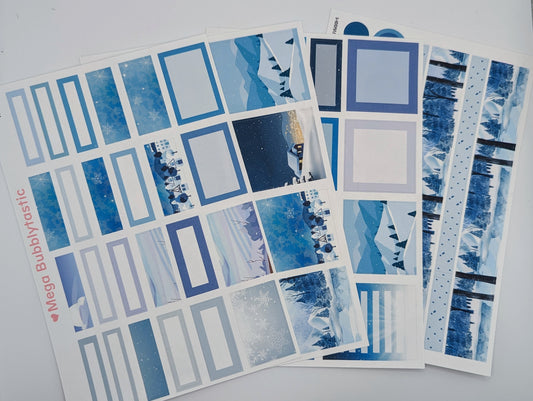 Snowy Winter Vertical Planner Sticker Kit