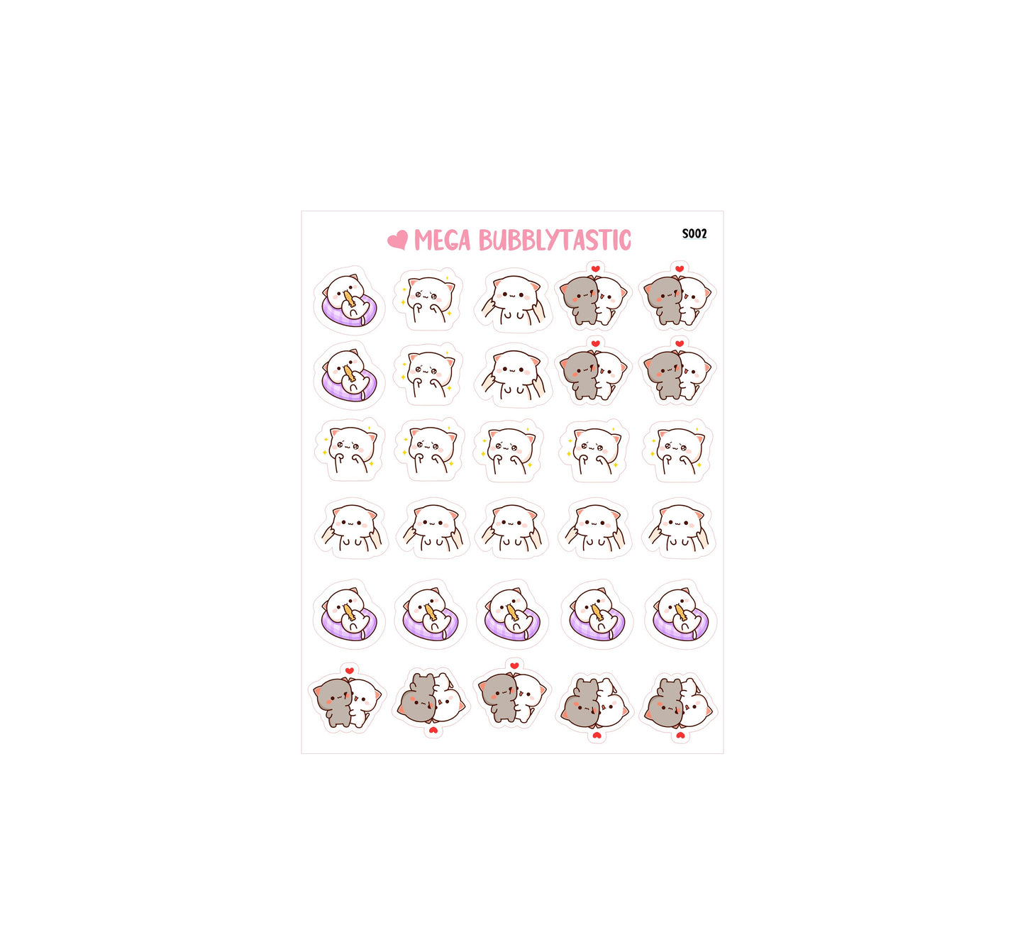 Cute Cats Kiss Cut Sticker Sheet Ver 1