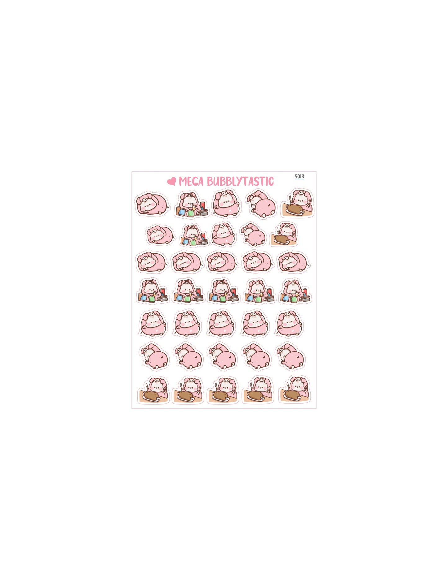 Cute Pig Onesie Kiss Cut Sticker Sheet Ver 1