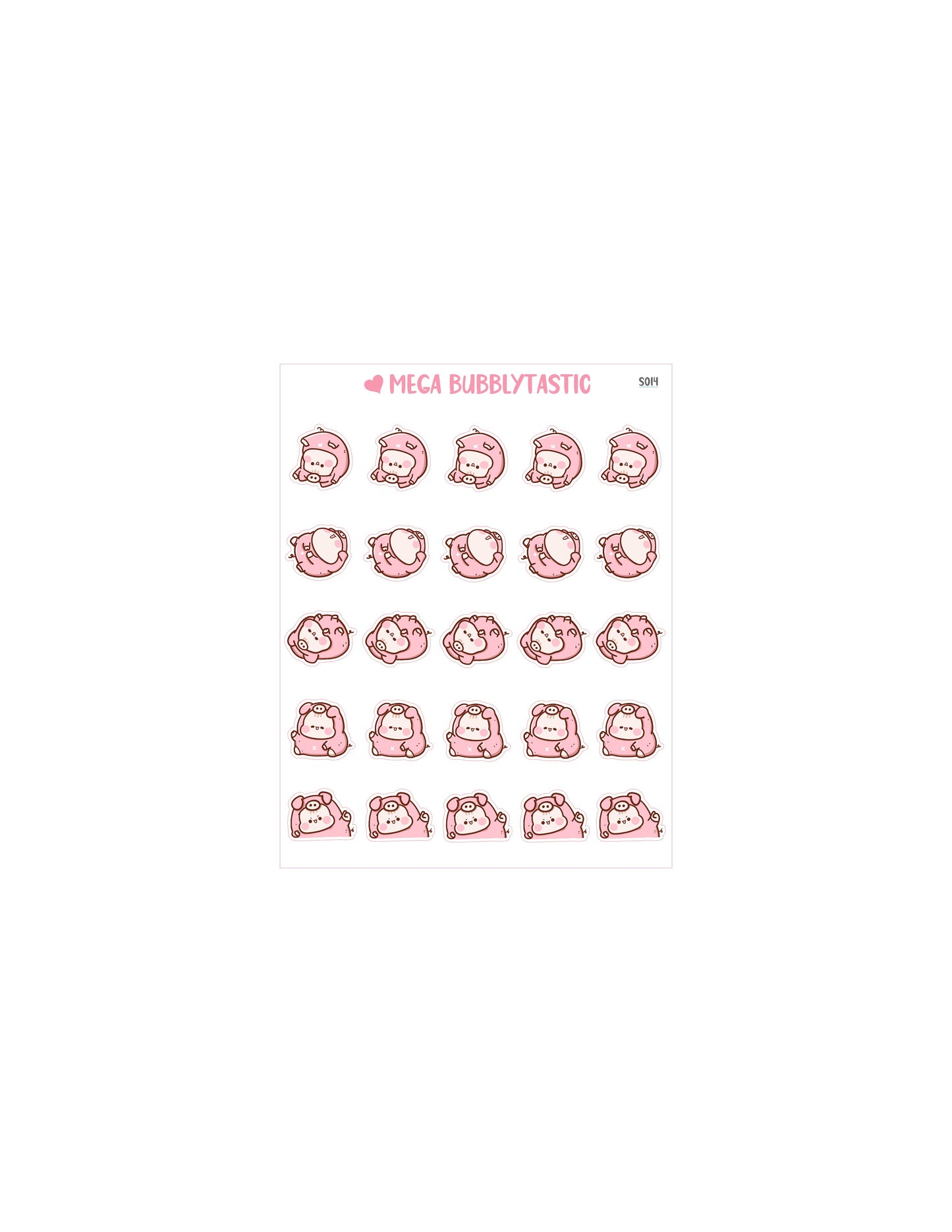 Cute Pig Onesie Kiss Cut Sticker Sheet Ver 2