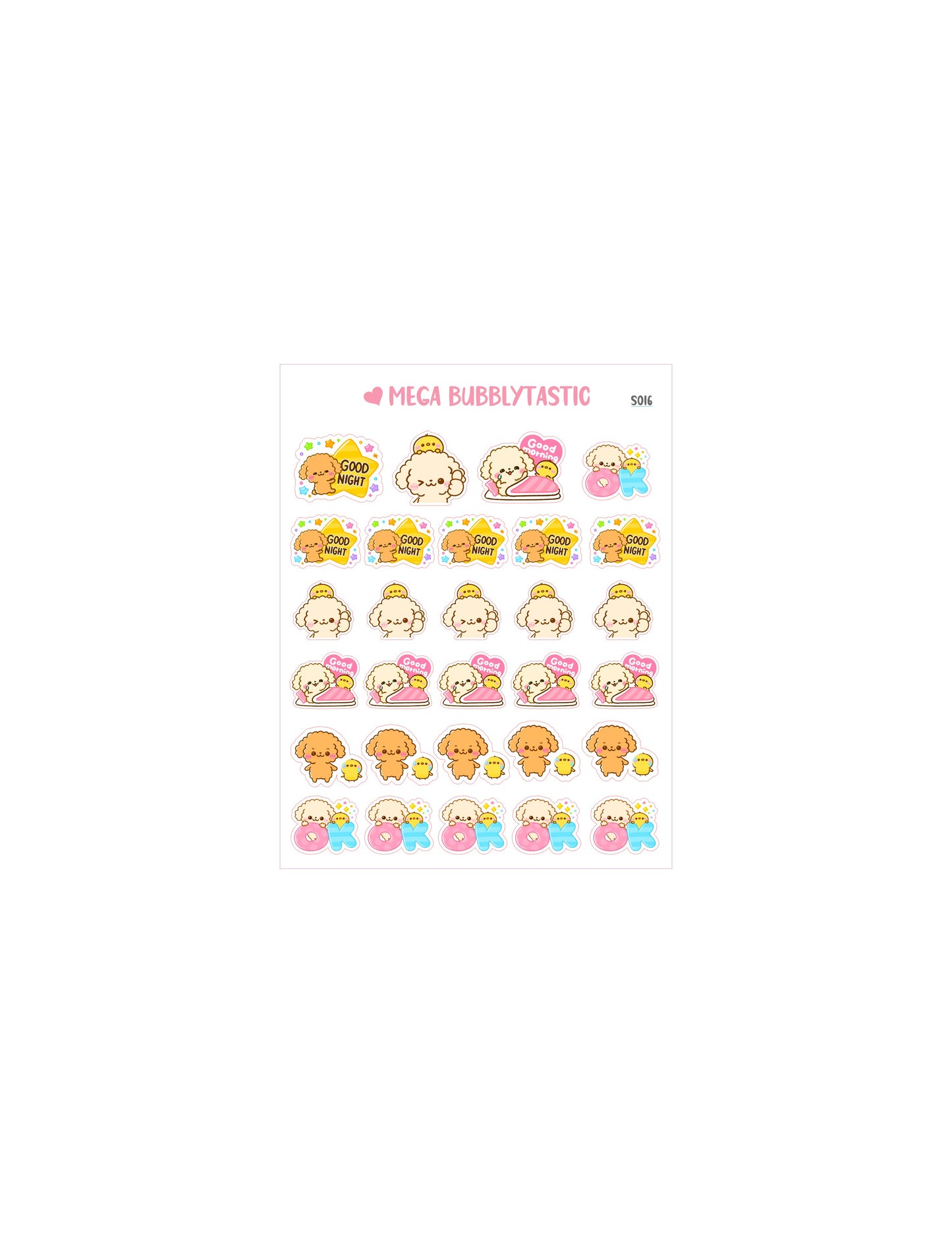 Cute Fluffy Dog Kiss Cut Sticker Sheet Ver 1