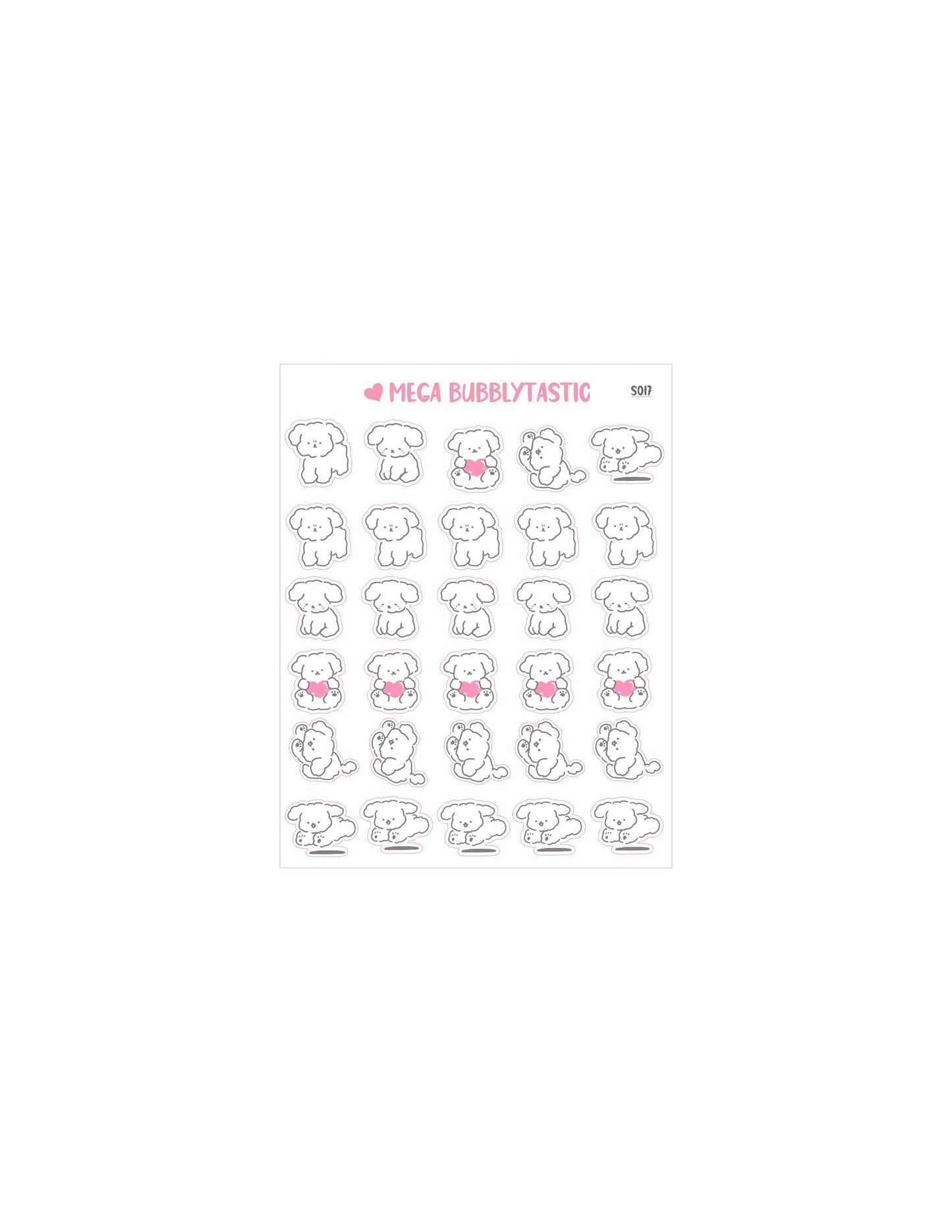 White Cute Dog Kiss Cut Sticker Sheet Ver 1